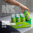 GHOST Energy Drink 12-Pack, Warheads Sour Green Apple, 16oz - 200mg of Natural Caffeine, L-Carnitine & Taurine