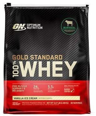 Optimum Nutrition Gold Standard 100% Whey Protein, Vanilla Ice Cream, 5.47 Lb