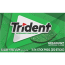 Trident Sugar Free Gum, Spearmint, 14 Pieces, 15 ct