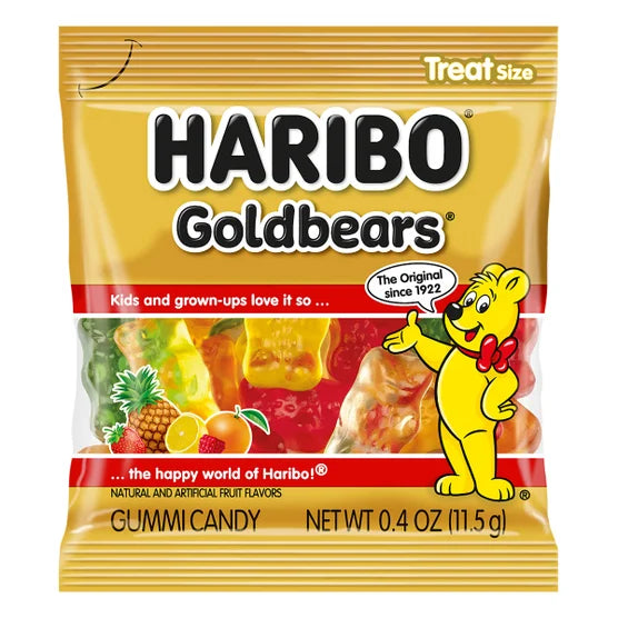 Haribo Goldbears Gummi Candy, Mini Bags, 0.4 oz, 125-count