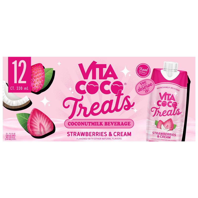 Vita Coco Treats Coconutmilk Beverage Strawberries & Cream., 0.92 Fl Oz (Pack of 12)