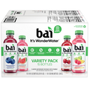 Bai WonderWater Variety Pack, 18oz bottles - pack of 15 (Brasilia Blueberry, Kula Watermelon, Zambia Bing Cherry, Rubi Raspberry Lemon Lime)