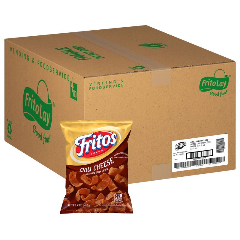 Fritos Corn Chips, Chili Cheese, 2-Ounce Large Single Serve Bags (Pack of 64)
