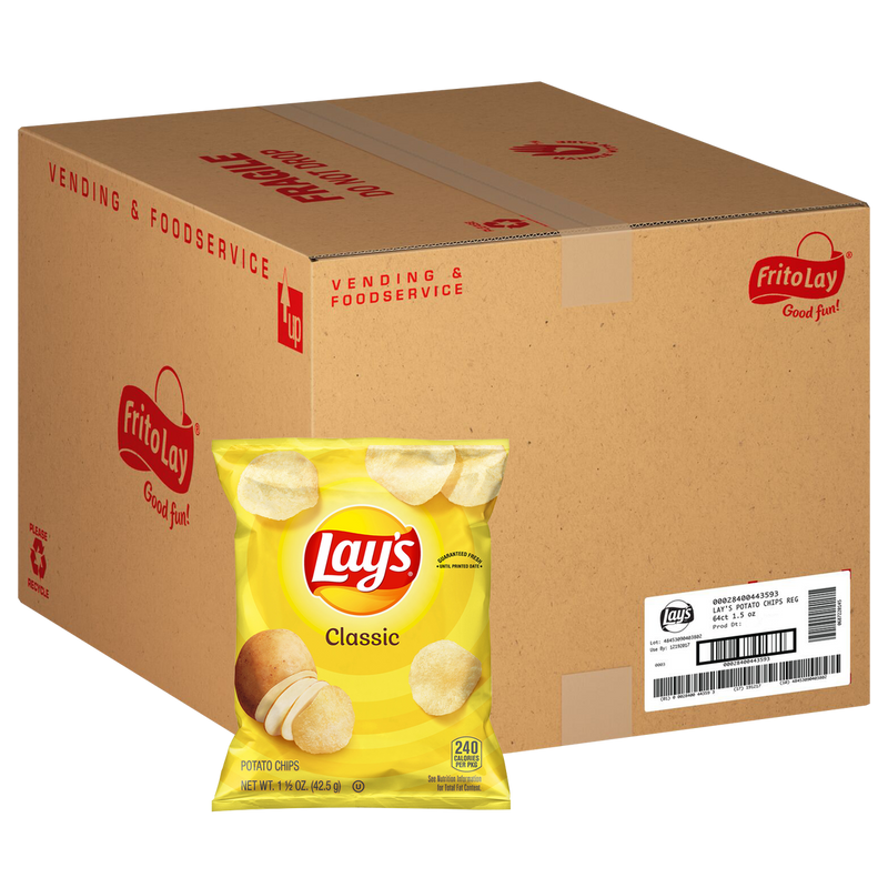 Lays, Classic Potato Chips, 1.5 Oz. (64 Count)