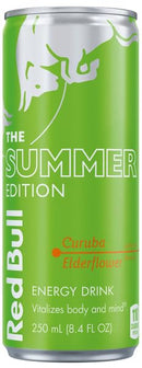 Red Bull Green Edition Energy Drink, Curuba Elderflower, 8.4 Fl Oz, Pack of 24 Cans