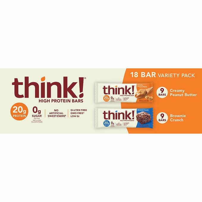 think! High Protein Bars, 20g Protein, Variety Pack, 2.1 oz, 18 ct