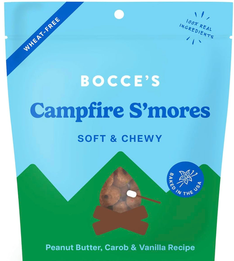 Bocce's Bakery Soft & Chewy Campfire S’Mores Dog Treats, 2 lbs | Wheat-Free, All Natural Ingredients | Made with Peanut Butter & Vanilla| Healthy, USA-Baked Snacks for Dogs