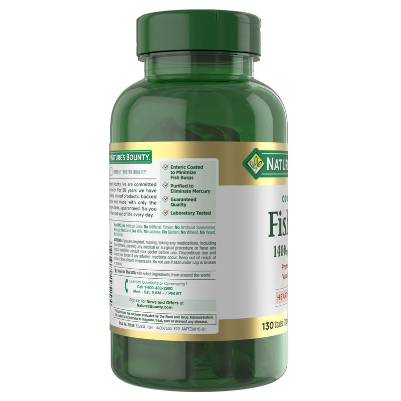 Nature's Bounty Fish Oil 1400 mg, 130 Coated Soft gels