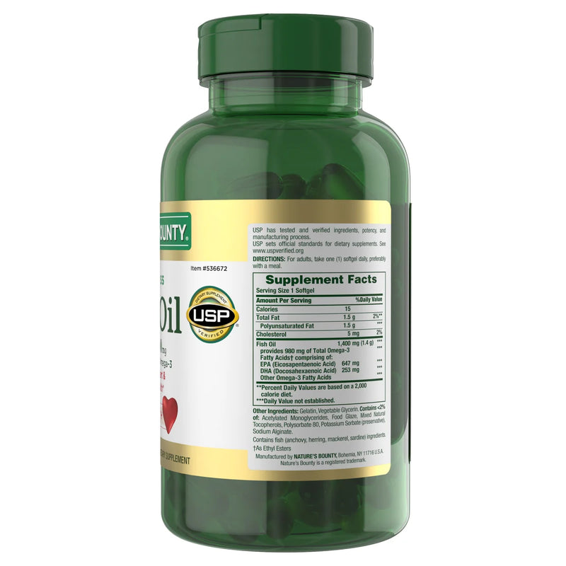Nature's Bounty Fish Oil 1400 mg, 130 Coated Soft gels