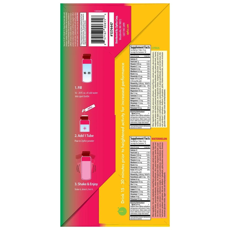 Zipfizz Healthy Energy Drink Mix, Hydration with B12 and Multi Vitamins, Orange Soda Pink Grapefruit 30 Tubes (330 g)