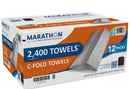 Marathon Absorbent 1-Ply C-Fold Paper Towels - 12 Pack (2400)