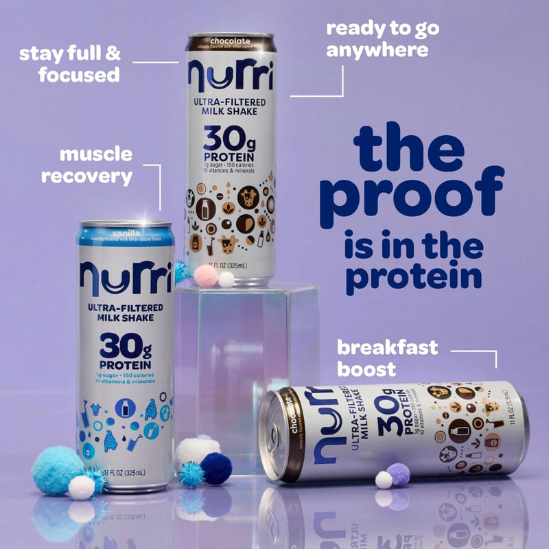 Nurri Ultra-Filtered Milk Shake, 30g Protein, Vanilla, 11 fl oz, 12 ct