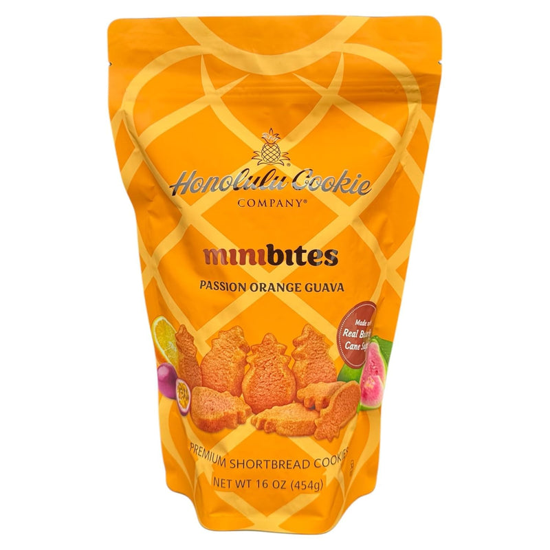 Hawaiian Honolulu Cookie Company Mini Bites – Passion Orange Guava Shortbread Cookies, 16oz