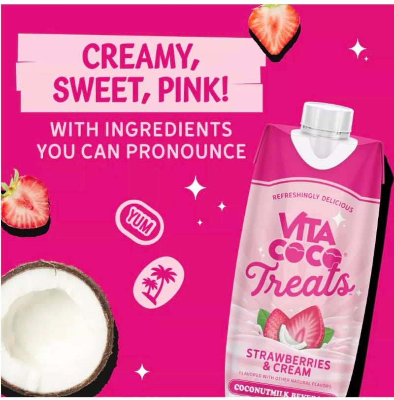 Vita Coco Treats Coconutmilk Beverage Strawberries & Cream., 0.92 Fl Oz (Pack of 12)