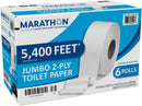 Marathon Bath Tissue, Jumbo Roll, 2-Ply, 3.3" x 900', 6 ct