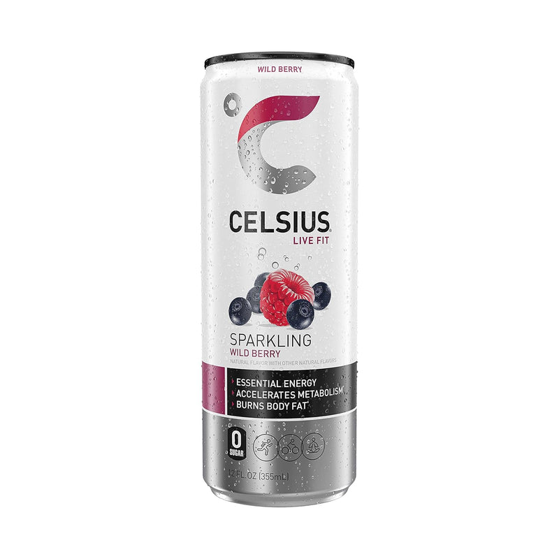 CELSIUS Sparkling Wild Berry, Functional Essential Energy Drink, 12 Fl Oz (Pack of 24)