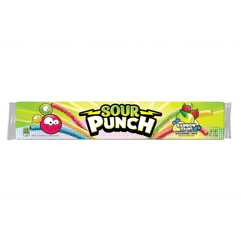 Sour Punch Rainbow Sour Straws, 2 Ounce (Pack of 24)