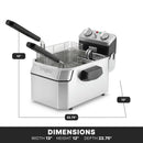 Waring Commercial WDF1000 Heavy Duty 10 lb. Single Basket Deep Fryer , Includes 3 Fry Baskets & Night-Cover-1800W, 120V, 5-15 Plug,Silver