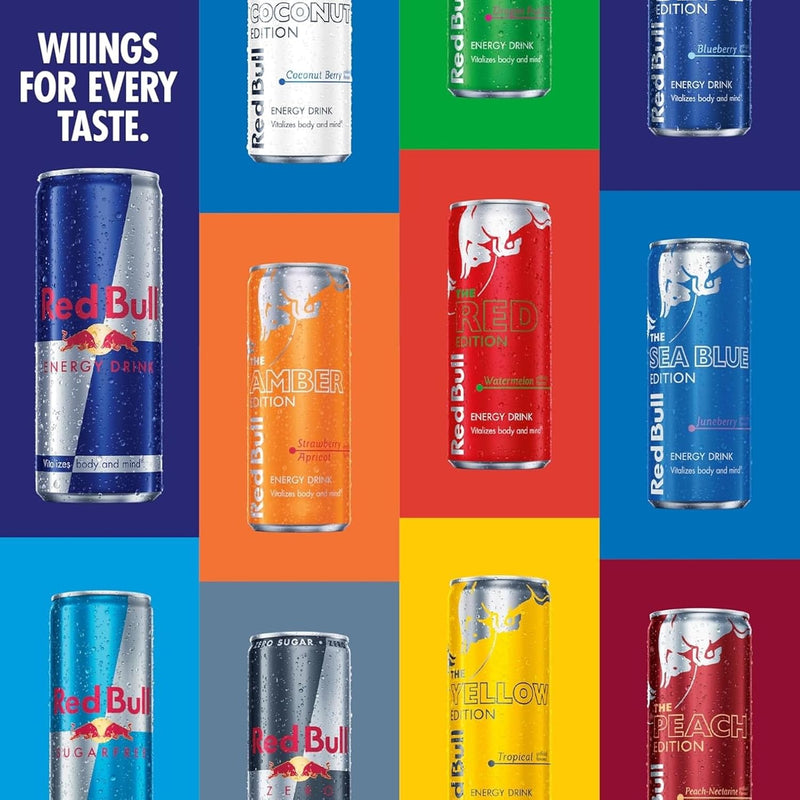 Red Bull Energy Drink with 80mg Caffeine plus Taurine & B Vitamins, 8.4 Fl Oz, Pack of 24 Cans
