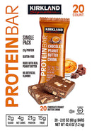 Kirkland Signature Protein Bar, 21g Protein, Chocolate Peanut Butter Chunk, 2.12 oz, 20 ct