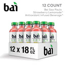 Bai Antioxidant Infused Water Beverage, São Paulo Strawberry Lemonade, with Vitamin C and No Artificial Sweeteners, 18 Fluid Ounce Bottle, 12 Pack