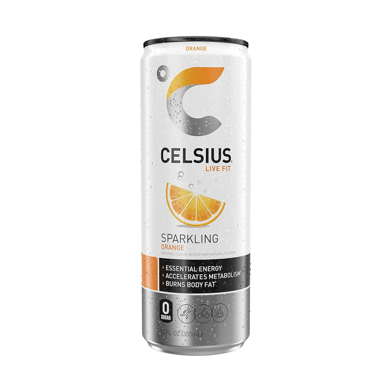 CELSIUS Sparkling Orange, Functional Essential Energy Drink, 12 Fl Oz (Pack of 24)