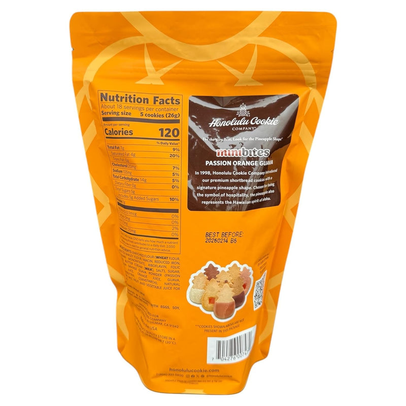 Hawaiian Honolulu Cookie Company Mini Bites – Passion Orange Guava Shortbread Cookies, 16oz