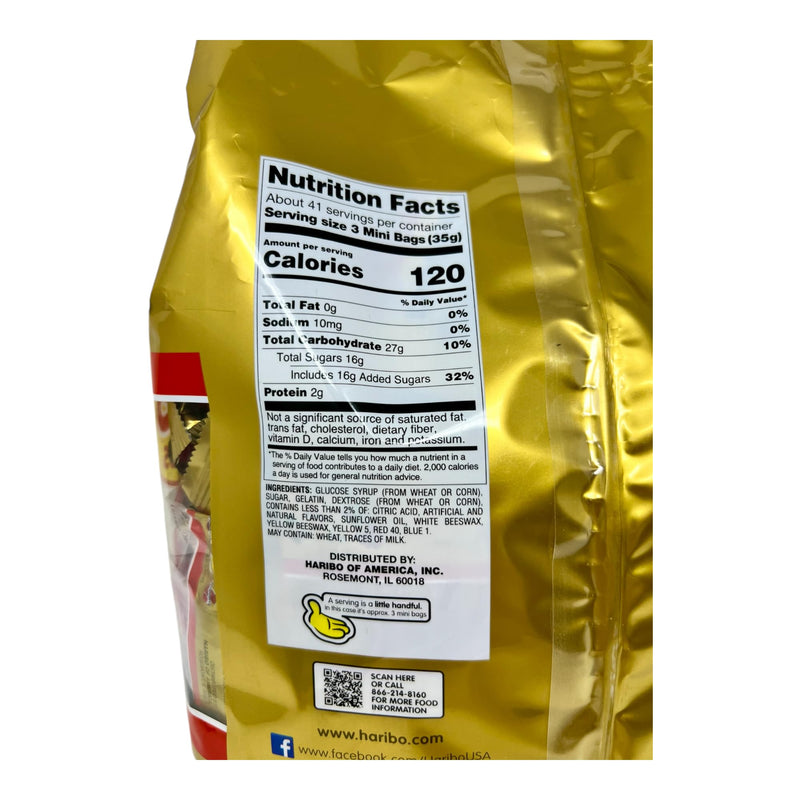 Haribo Goldbears Gummi Candy, Mini Bags, 0.4 oz, 125-count