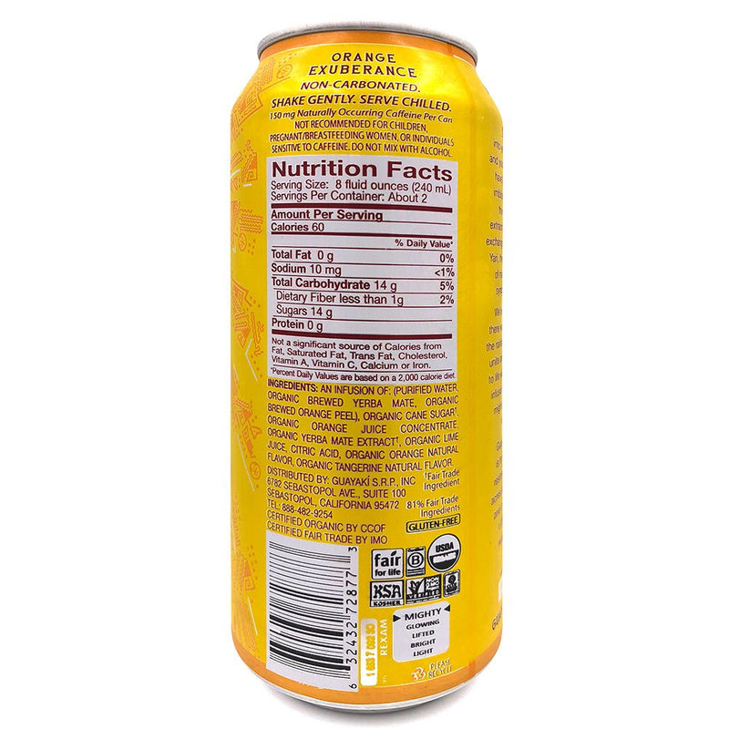 Guayaki Orange Organic Yerba Mate, Exuberance, 15.5 186 Fl Oz (Pack Of 12)