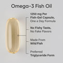 Sports Research Triple Strength Omega 3 Fish Oil - Burpless Fish Oil Supplement w/EPA & DHA Fatty Acids from Wild Caught Fish - 1250 mg, 150 ct