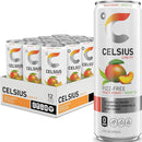 CELSIUS Fizz Free Peach Mango Green Tea, Sugar Free Energy Drink, 12 Fl Oz (Pack of 12)