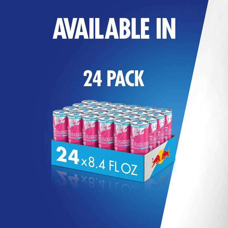 Red Bull Summer Edition Sugarfree Energy Drink, White Peach, 8.4 fl. oz., 24 cans