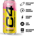 C4 Performance Energy Drink, Strawberry Blast, Zero Sugar Carbonated Preworkout Energy | 200mg Caffeine with Beta Alanine | 16 Fl Oz (12 Pack)