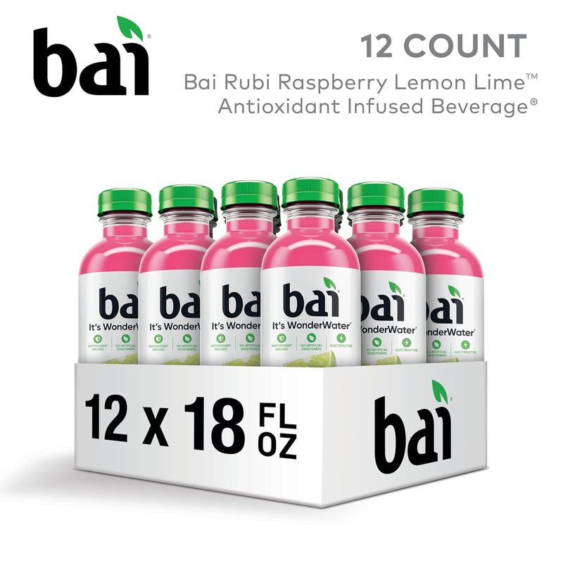 Bai Antioxidant Infused Water Beverage, Raspberry Lemon Lime, No Artificial Sweeteners, 18 Fluid Ounce Bottle, 12 Pack