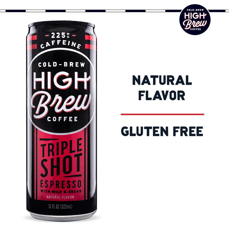 High Brew Coffee, Triple Shot Espresso, Cold Brew Coffee, 11 Fl Oz, Ready-To-Drink (Pack of 12)