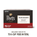 Peet's Coffee, Dark Roast Keurig K-Cup Pods, 100% Arabica Coffee - Major Dickason's Blend 75 Count