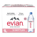 Evian Natural Spring Water, 1 L bottle, 12 pack