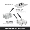 Waring Commercial WDF1000 Heavy Duty 10 lb. Single Basket Deep Fryer , Includes 3 Fry Baskets & Night-Cover-1800W, 120V, 5-15 Plug,Silver