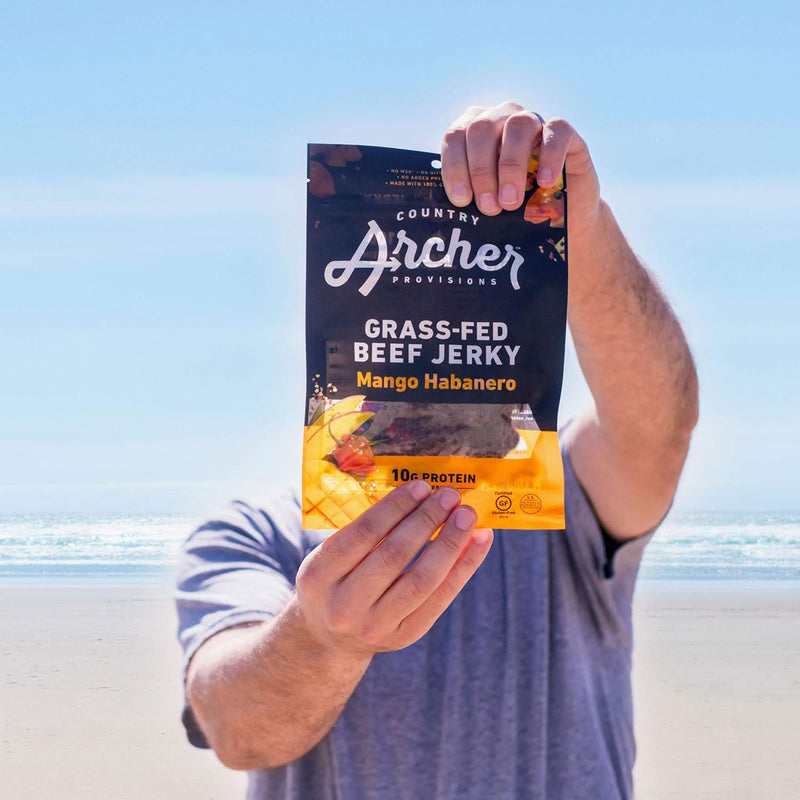 Country Archer Grass-Fed Beef Jerky - Protein Snack, Paleo - Mango Habanero, 16 oz