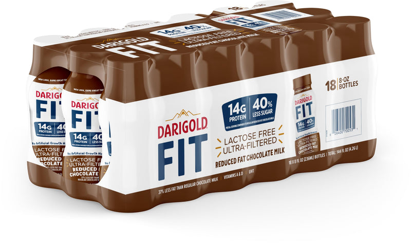 Darigold High Protein Milk 2 Percent - Ultra-Filtered, Low Fat, Lactose Free Chocolate Milk - 14g Protein, 40% Less Sugar - 8oz Bottles, 18 Pack (Chocolate Milk)