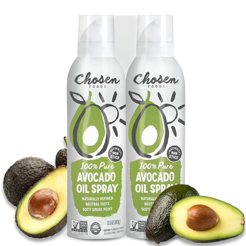 Chosen Foods Avocado Oil Spray – Non-GMO, Kosher, Keto and Paleo Diet Friendly, for High-Heat Cooking, Frying, Baking, 13.5 oz (Pack of 2)