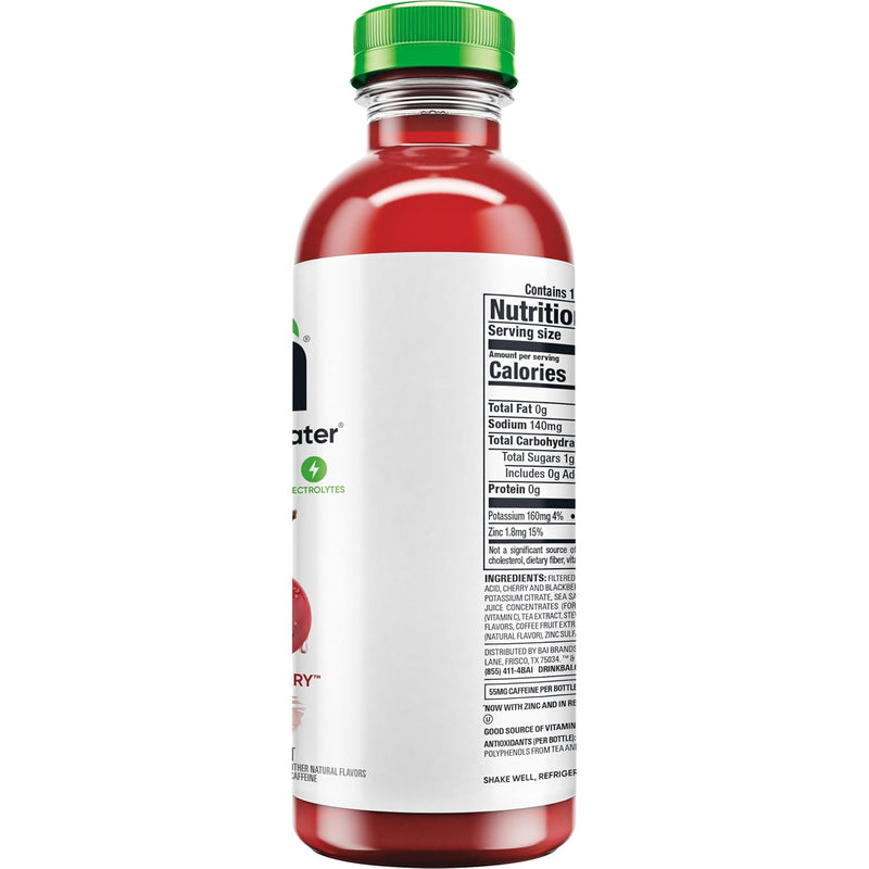 Bai Antioxidant Infused Water Beverage, Zambia Bing Cherry,No Artificial Sweeteners, 18 Fluid Ounce Bottle, 12 Pack