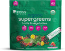 Zena Organic Super Greens Powder, 70+ Superfoods Drink Mix, 0 Sugar, 3G Fiber, Antioxidants, Pre & Probiotics, Digestive Enzymes, Mixed Berry Flavor, 45 Servings