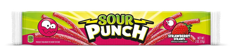 Sour Punch Strawberry Sour Straws 2oz Tray (Pack of 24)