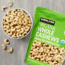 Kirkland Signature Organic Whole Cashews Unsalted Unroasted, 40 Ounce