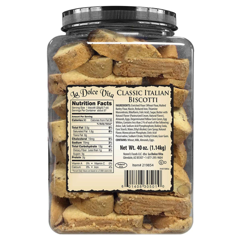 La Dolce Vita Classic Italian Biscotti, 40 oz