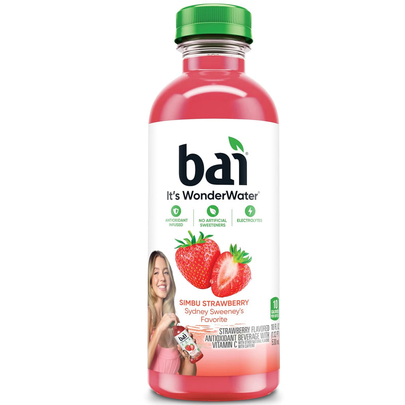 Bai Antioxidant Infused Water Beverage, Simbu Strawberry, 18 Fluid Ounce Bottle, Pack of 12