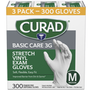 Curad Basic Care 3G Vinyl Exam Gloves, Medium, 300 ct