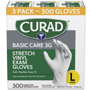 Curad Basic Care 3G Vinyl Exam Gloves, Large, 300 ct