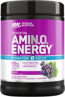 Optimum Nutrition Amino Energy Powder Plus Focus, with BCAA, Electrolytes, and Caffeine, Grape, 1.42 LB,72 Servings (Packaging May Vary)